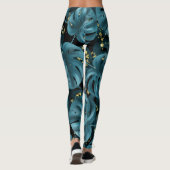 Monstera Palm, Golden Splash Naadloos. Leggings (Achterkant)