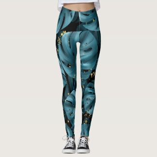 Monstera Palm, Golden Splash Naadloos. Leggings
