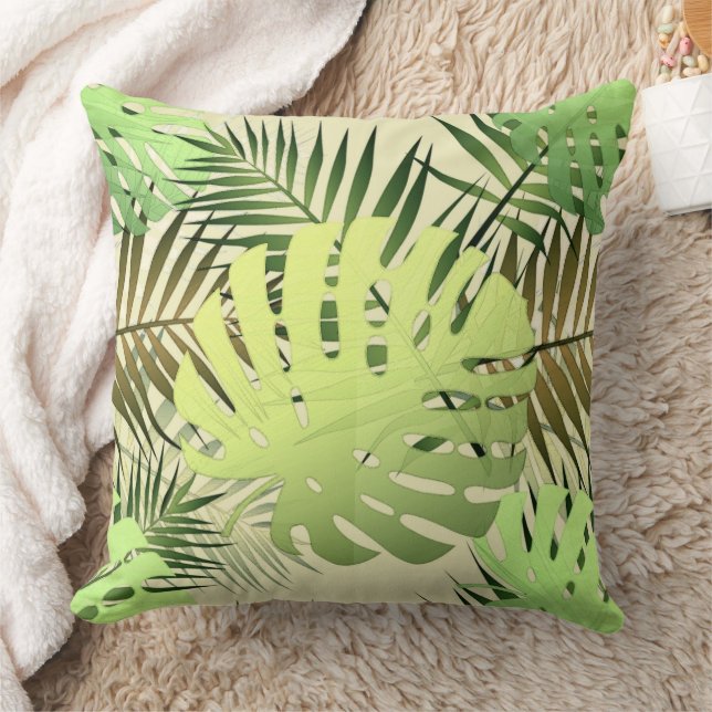 Monstera Palm Leaves Tropisch Oerwoud Kussen (Deken)
