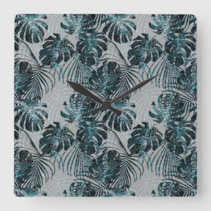 Monstera Palm Leeuw Dierenprint Glam 2 Vierkante Klok