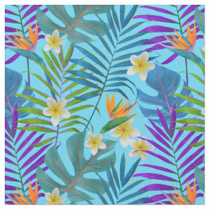 Monstera Palm Trees Plumeria Strelitzia Stof