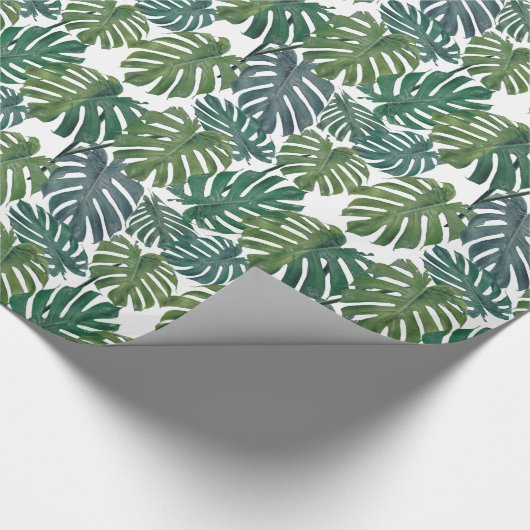 Monstera Palm Tropical Leaves Wrapping Paper Cadeaupapier (Hoek)