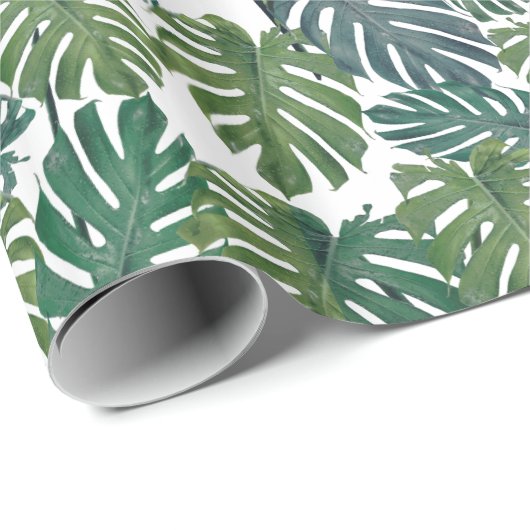 Monstera Palm Tropical Leaves Wrapping Paper Cadeaupapier (Rol Hoek)