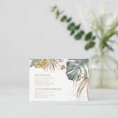 Monstera Palm tropische bloemen bruiloft details Informatiekaartje (Staand voorkant)
