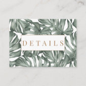 Monstera Palm tropische bloemen bruiloft details Informatiekaartje (Achterkant)