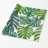 Monstera Palm Tropische Groene Bladeren Cadeaupapier (Uitgerold)