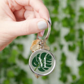 Monstera palmblad tekening custom monogram sleutelhanger (Hand)
