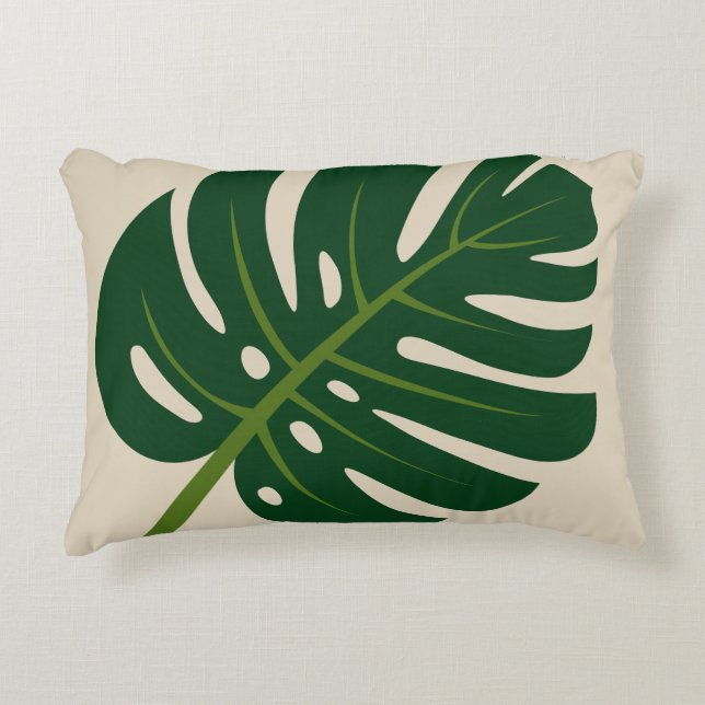 Monstera palmbladaccent werpen kloogdeken accent kussen (Voorkant)