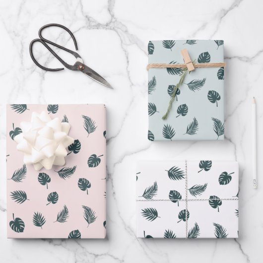 Monstera palmbladeren Tropisch patroon Inpakpapier Vel (Voorkant)