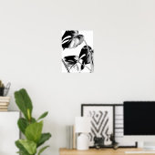 monstera palmbladeren tropisch zwart en wit poster (Thuiskantoor)
