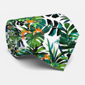 Monstera Paradijsvogel Tropisch Naadloos Stropdas (Opgerold)