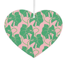 Monstera patroon in roze en groen