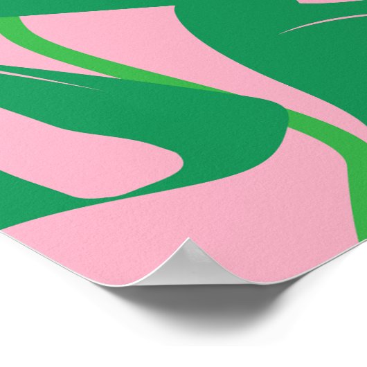 Monstera patroon in roze en groen poster (Hoek)