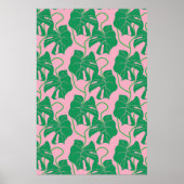 Monstera patroon in roze en groen poster (Voorkant)