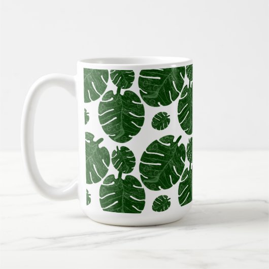 Monstera patroon  koffiemok (Links)