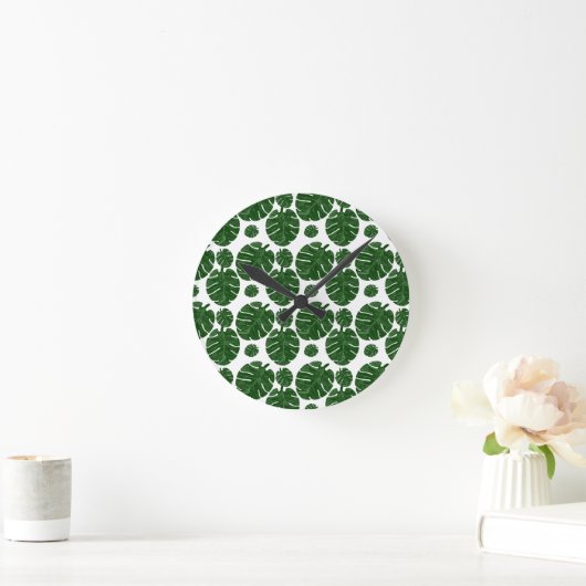 Monstera patroon  ronde klok (Huis)