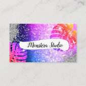 Monstera Pink Grey Salon Marmer Visitekaartje (Voorkant)