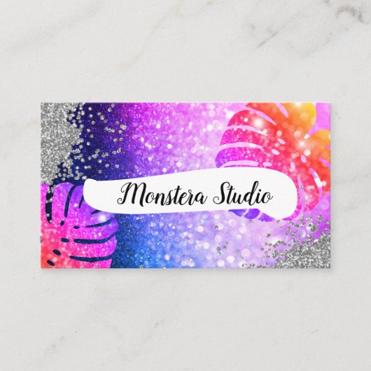 Monstera Pink Grey Salon Marmer Visitekaartje (Voorkant)