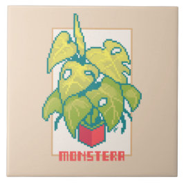 Monstera Pixelart  Tegeltje