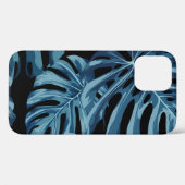 Monstera plant: blauw blad patroon. Case-Mate iPhone case (Achterkant (horizontaal))