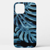 Monstera plant: blauw blad patroon. Case-Mate iPhone case (Achterkant)