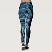 Monstera plant: blauw blad patroon. leggings (Achterkant)