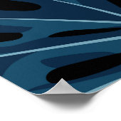 Monstera plant: blauw blad patroon. poster (Hoek)
