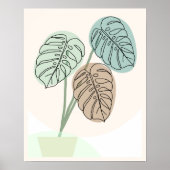 Monstera Plant Bohemian Art Line Poster (Voorkant)