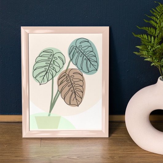 Monstera Plant Bohemian Art Line Poster