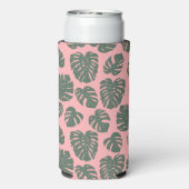 Monstera Plant Botanisch Roze Groen Baby shower Seltzer Blikjeskoeler (Seltzer Achterkant)