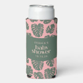 Monstera Plant Botanisch Roze Groen Baby shower Seltzer Blikjeskoeler (Seltzer Voorkant)