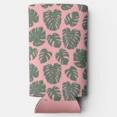 Monstera Plant Botanisch Roze Groen Baby shower Seltzer Blikjeskoeler (Achterkant)