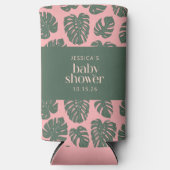 Monstera Plant Botanisch Roze Groen Baby shower Seltzer Blikjeskoeler (Voorkant)