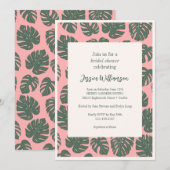 Monstera Plant Botanisch Roze Groen Vrijgezellenfe Kaart (Voorkant / Achterkant)