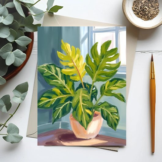 Monstera Plant | Green Botanical Watercolor Briefkaart