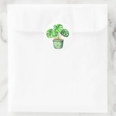 Monstera Plant in een Pot Waterverf Ai Art Ronde Sticker (Tas)