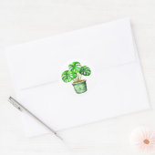 Monstera Plant in een Pot Waterverf Ai Art Ronde Sticker (Envelop)