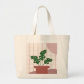 Monstera Plant Leaf in Potted Terracotta Pot Grote Tote Bag (Voorkant)