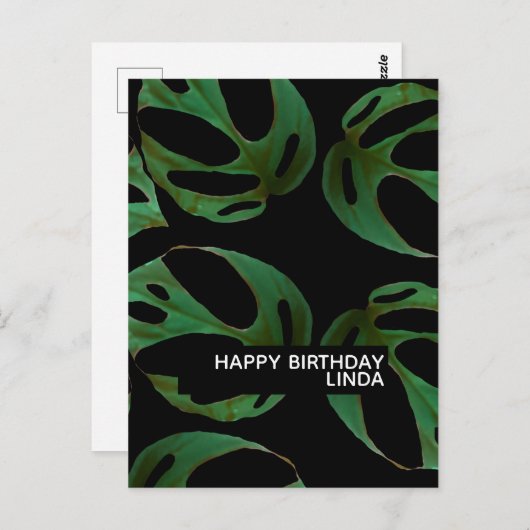 Monstera Plant Patroon Illustratie Blad Verjaardag Briefkaart (Voorkant / Achterkant)