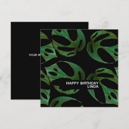 Monstera Plant Patroon Illustratie Blad Verjaardag Kaart