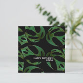 Monstera Plant Pattern Illustratie Leaf Birthday Kaart (Staand voorkant)