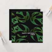 Monstera Plant Pattern Illustratie Leaf Birthday Kaart (Voorkant / Achterkant in situ)