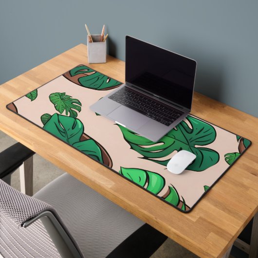 Monstera Plant Pot Pattern Art Bureaumat (Kantoor 2)