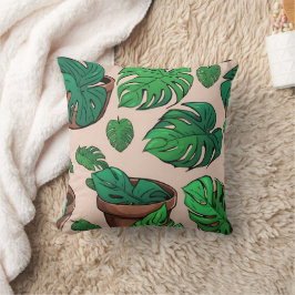 Monstera Plant Pot Pattern Art Kussen