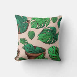 Monstera Plant Pot Pattern Art Kussen