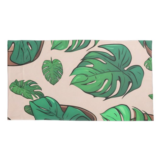 Monstera Plant Pot Pattern Art Kussensloop (Achterkant)