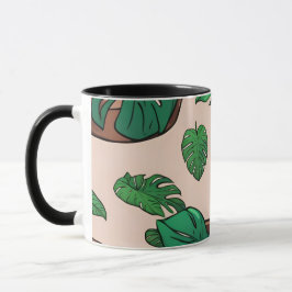 Monstera Plant Pot Pattern Art Mok