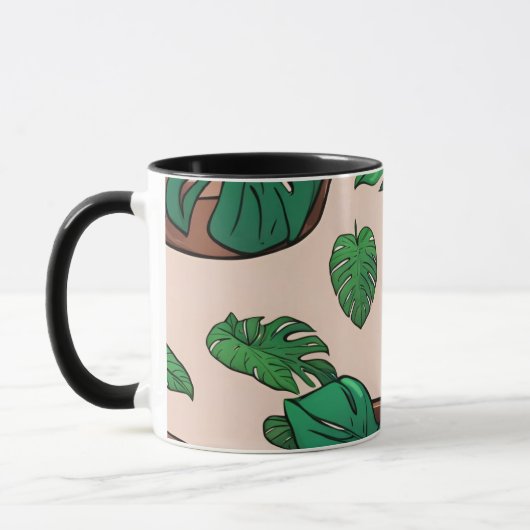 Monstera Plant Pot Pattern Art Mok (Links)