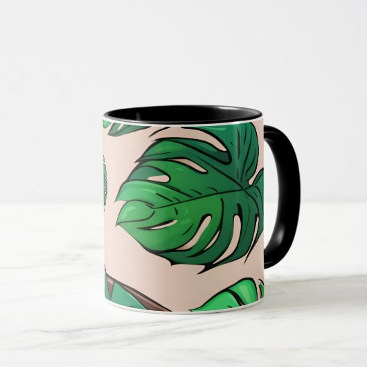 Monstera Plant Pot Pattern Art Mok (Voorkant rechts)