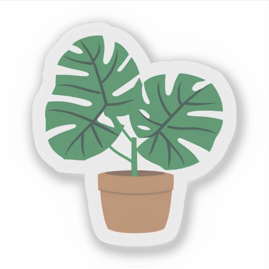 Monstera-Plant | Schattige groen Plant Sticker (Voorkant)